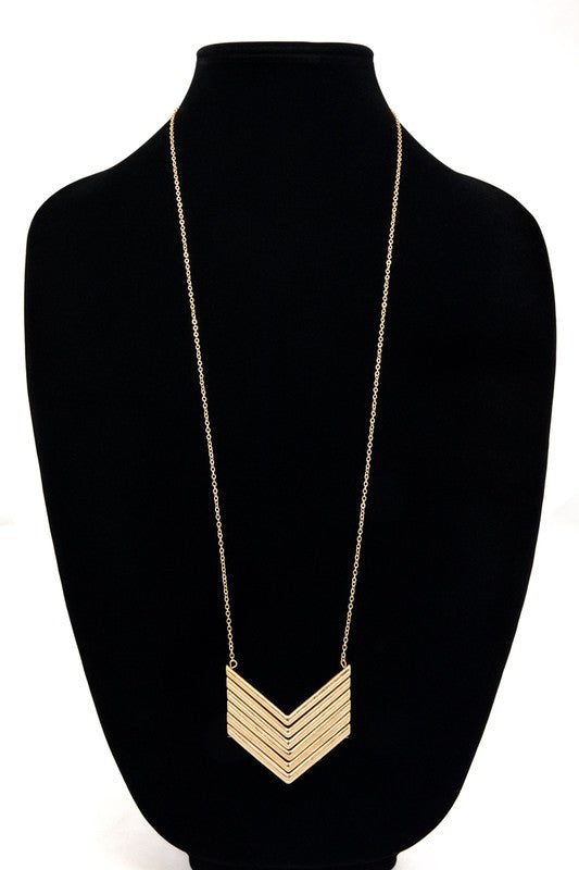 Long Chain Metal Chevron Necklace