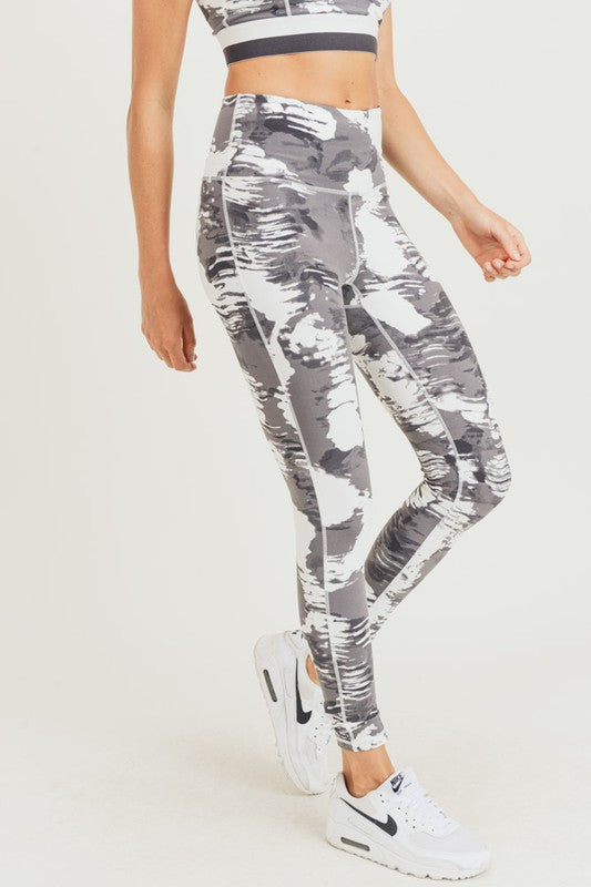 Mono B White Cloud Print Highwaist Leggings