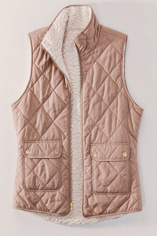 Reversible Diamond Pattern Puffer Vest