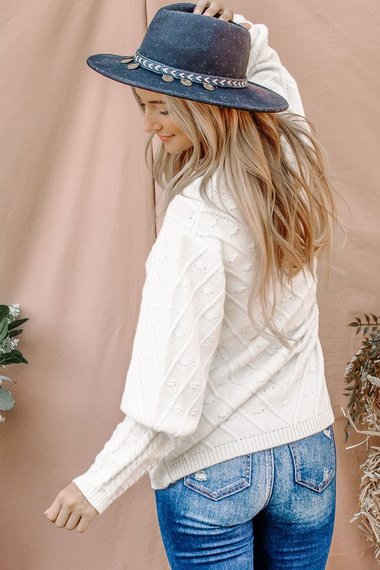 Shoulder Balloon Puff Sleeves Sweater