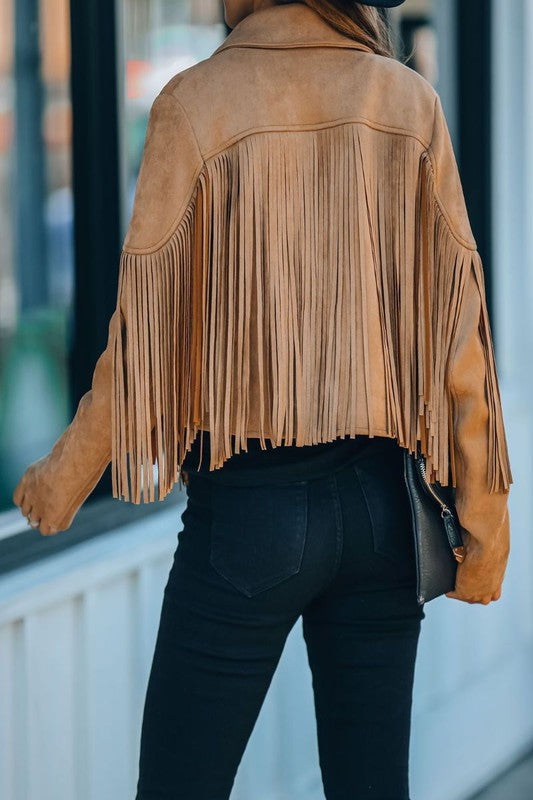 Faux Suede Tassel Jacket