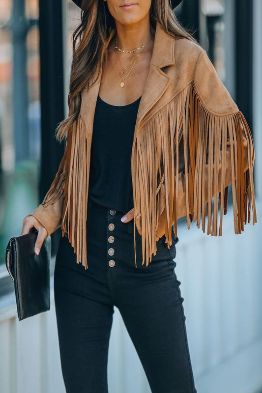 Faux Suede Tassel Jacket
