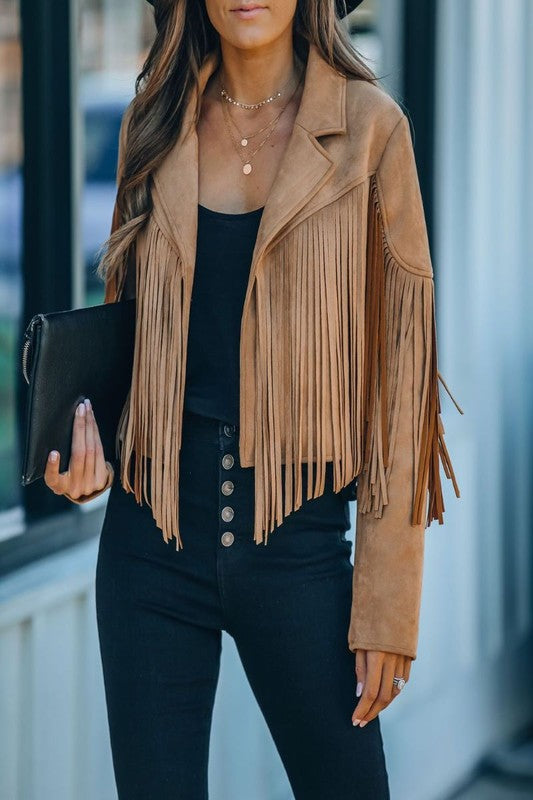Faux Suede Tassel Jacket