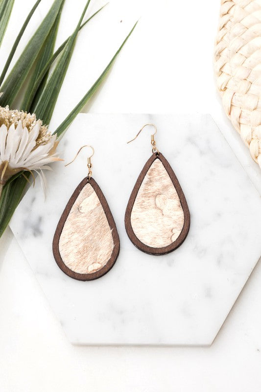 Distressed Genuine Cowhide Earrings