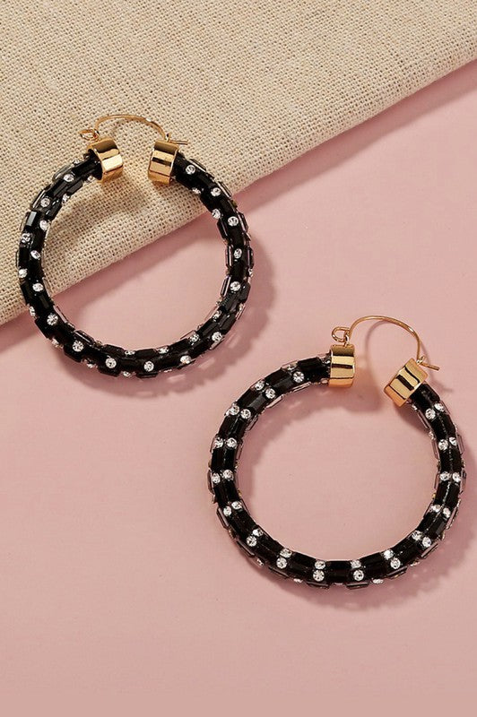 Faux Diamond Polka Dot Hoop Earrings