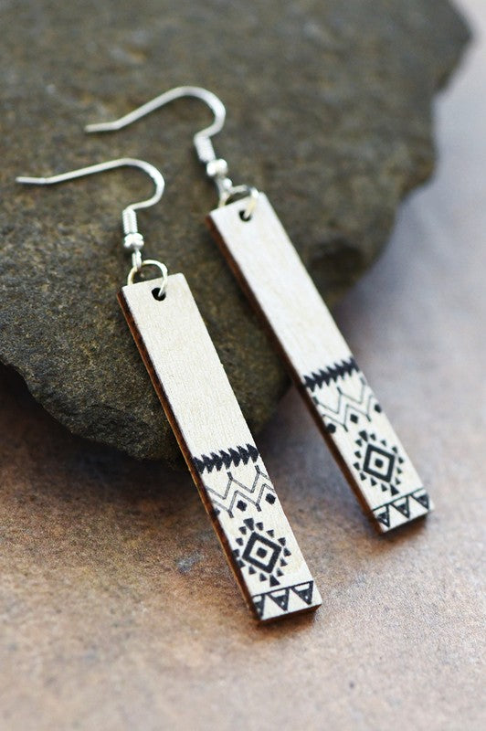 Boho Wooden Bar Earrings