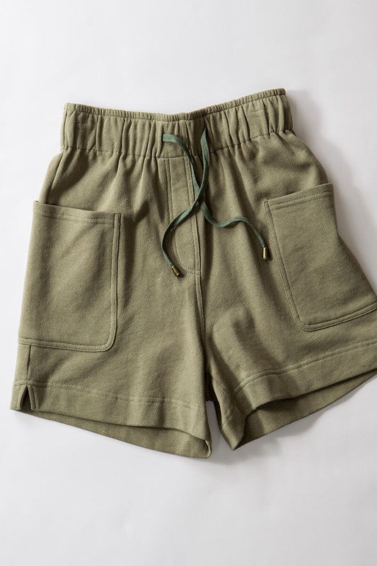 Soft Patch Pocket Drawstring Shorts
