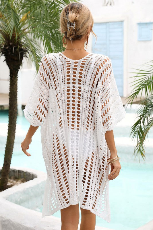 Openwork Side Slit Beach Cover
