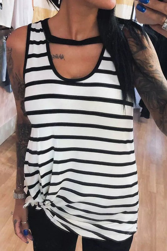 Striped Keyhole Front Tank