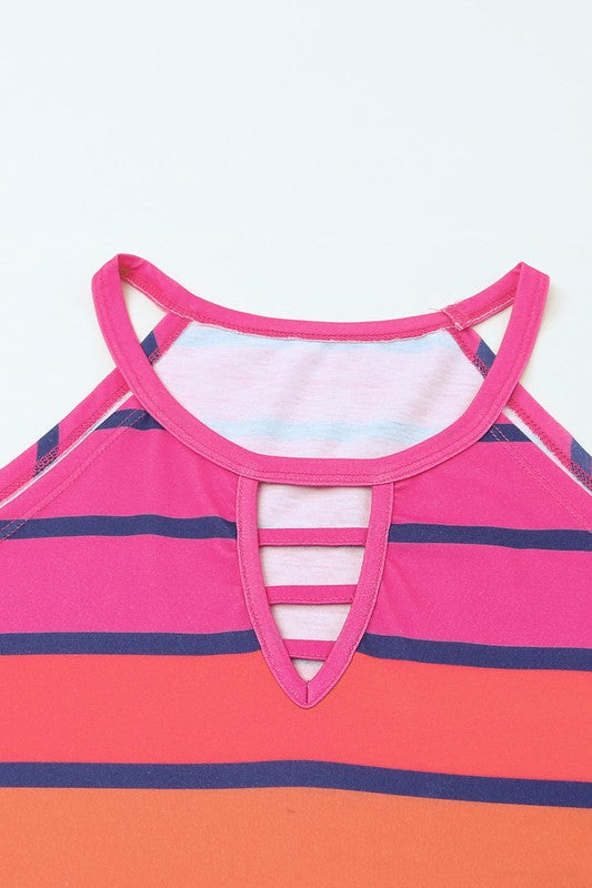 Multicolor Keyhole Neck Tank