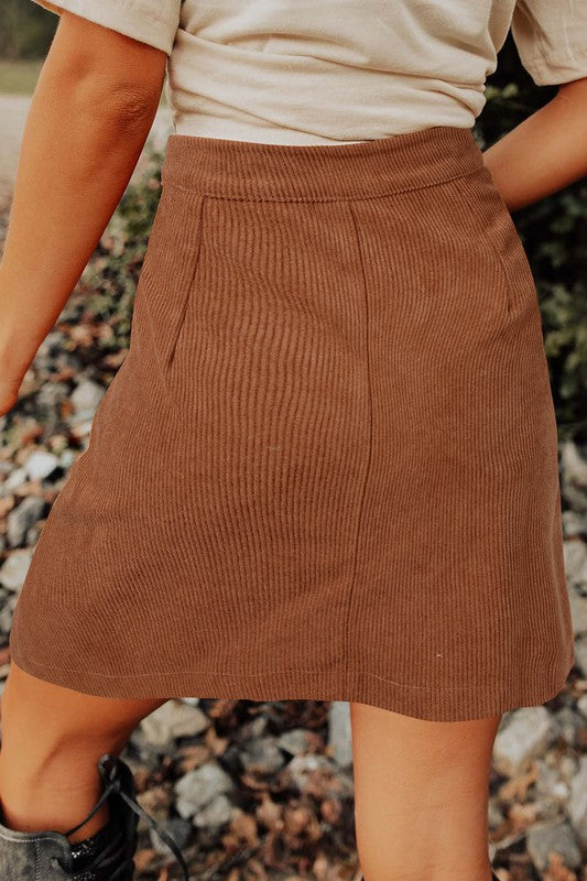 Corduroy High Waist Skirt