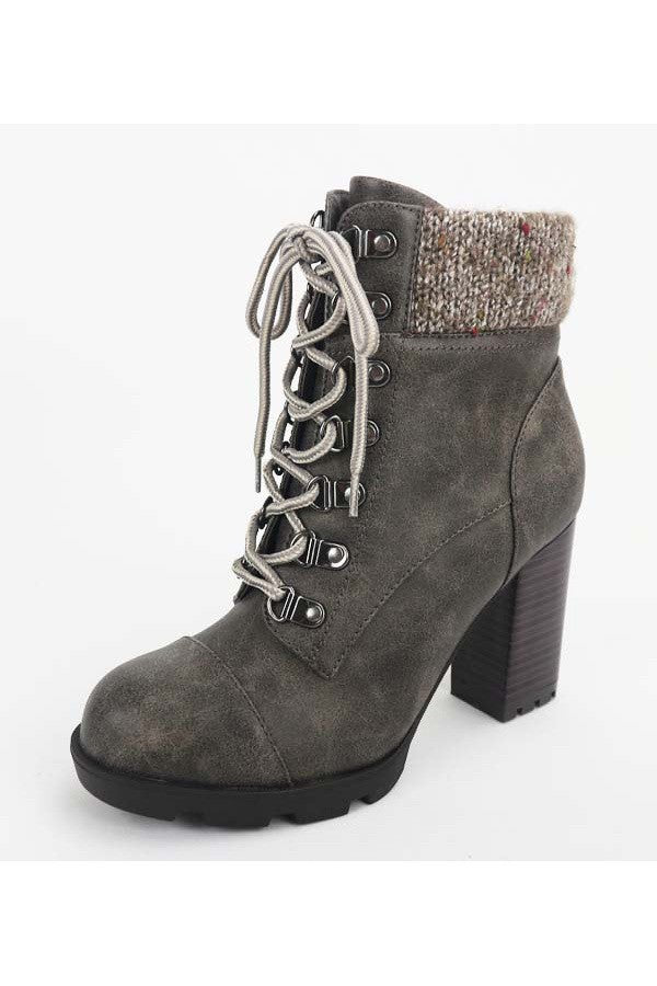 High Top Lace Up High Heels Casual Booties