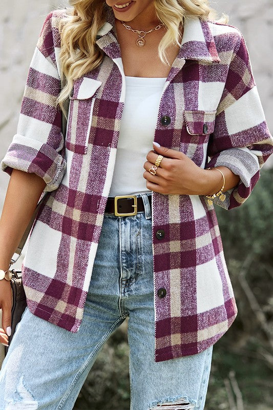 Collared Shacket with Pockets