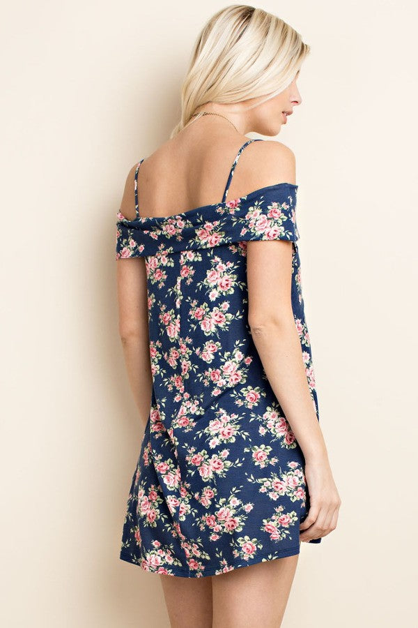 Floral Print Knit Off Shoulder Top