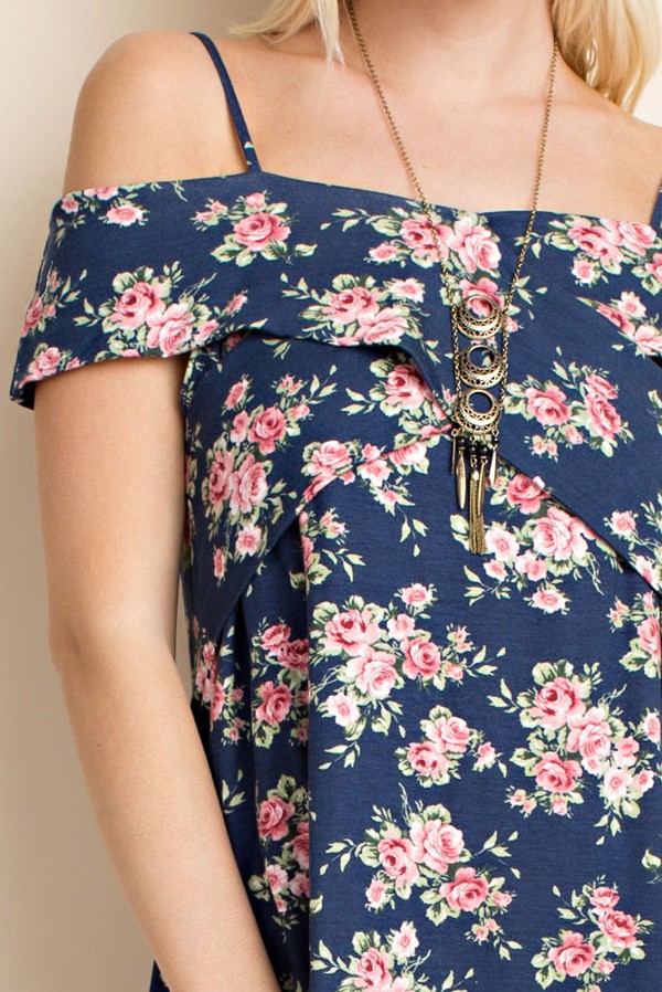 Floral Print Knit Off Shoulder Top