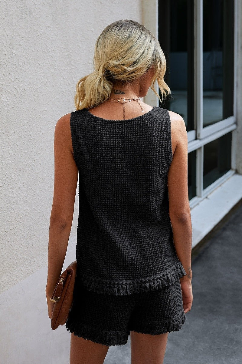 Sheer Tassel Trim Swimwear Cover Set