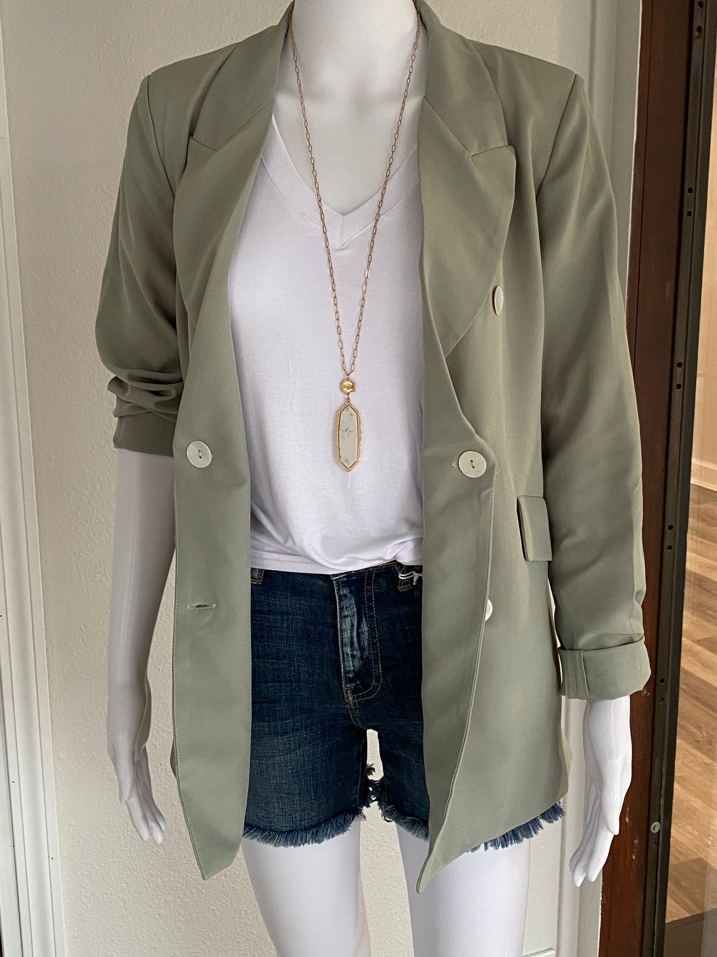 Double Front Pocket Blazer Jacket