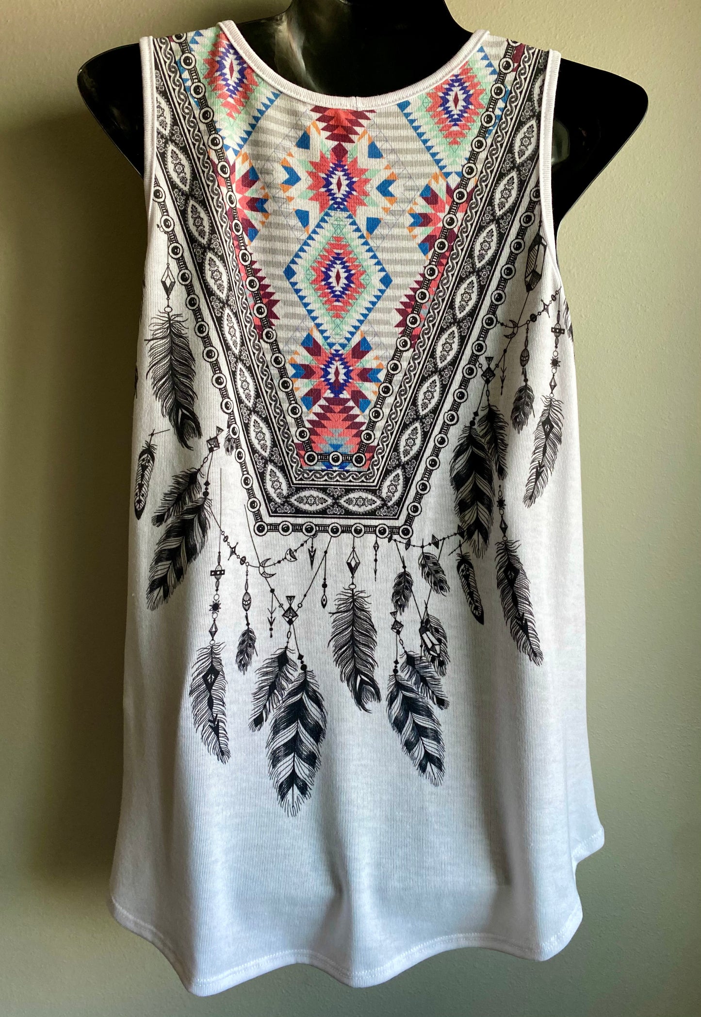 Feather & Color Print Tank Top