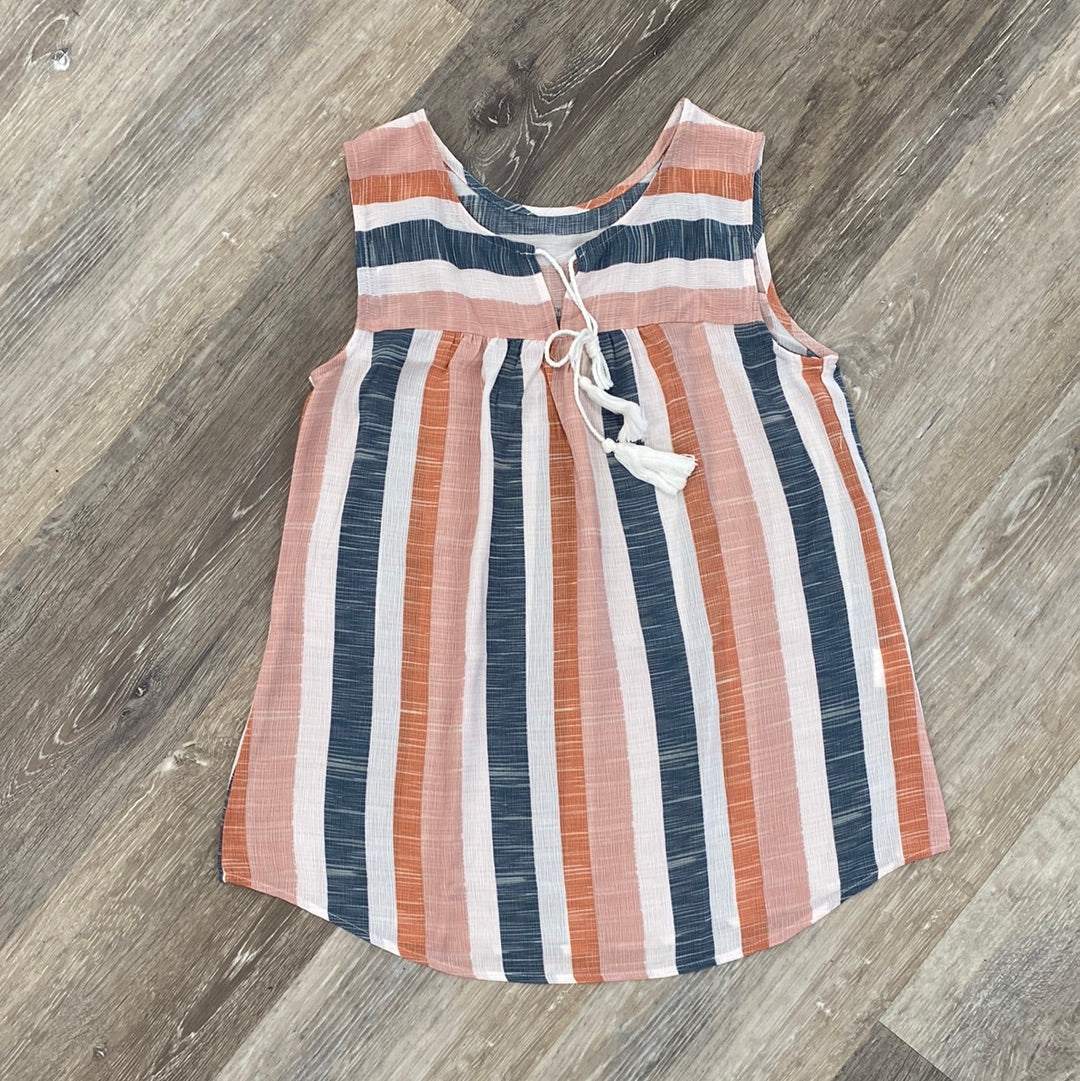 Split V-Neck Classic Print Tank