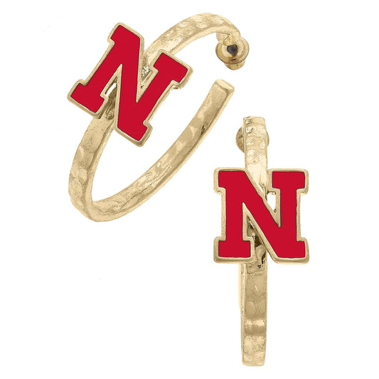 Nebraska Cornhuskers Enamel Logo Hoop Earrings