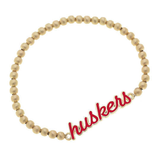 Nebraska Cornhuskers Enamel Script Stretch Bracelet in Red