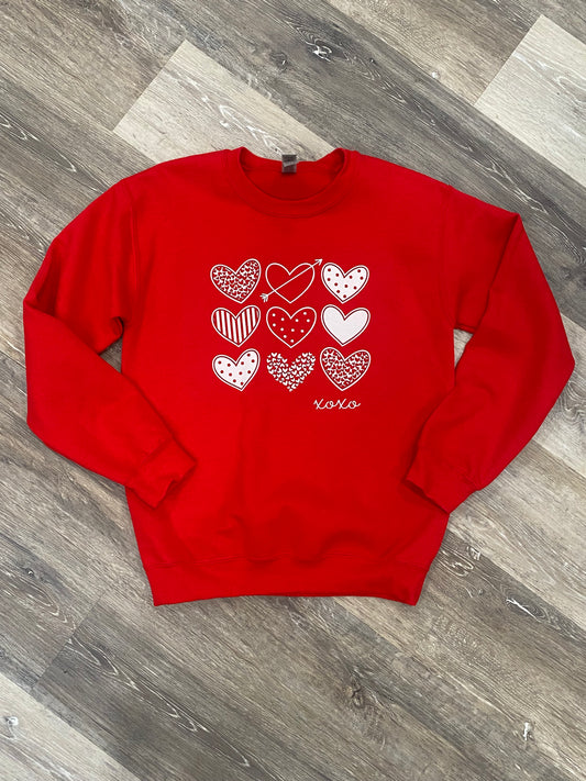Valentine Assorted Hearts Graphic Sweatshirt