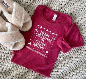 "Merry Christmas Ya Filthy Animal" Long Sleeve T-Shirt