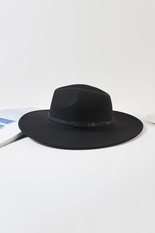 Black Faux Leather Narrow Brim Band