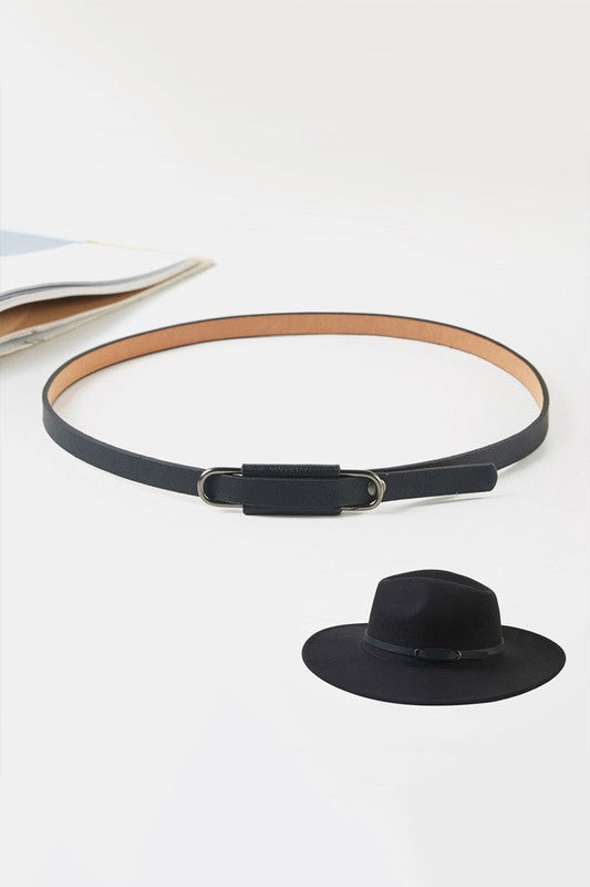 Black Faux Leather Narrow Brim Band