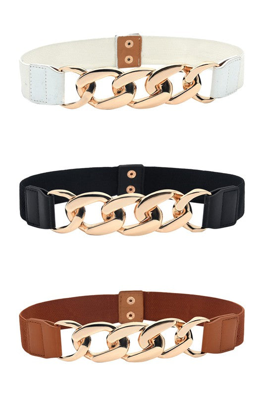 Bold Chain Buckle Elastic Belt