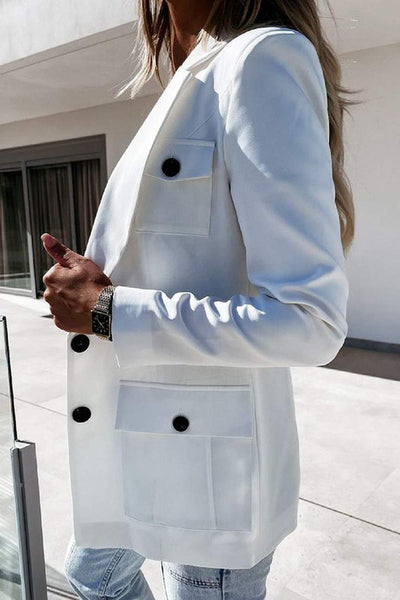 Button Design Long Sleeve Blazer Jacket