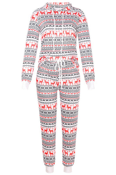 Christmas Print Hooded Pajama Set