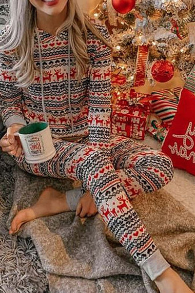 Christmas Print Hooded Pajama Set