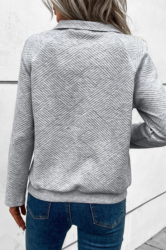 Knit Buttoned Kangaroo Pocket Sweatshirt