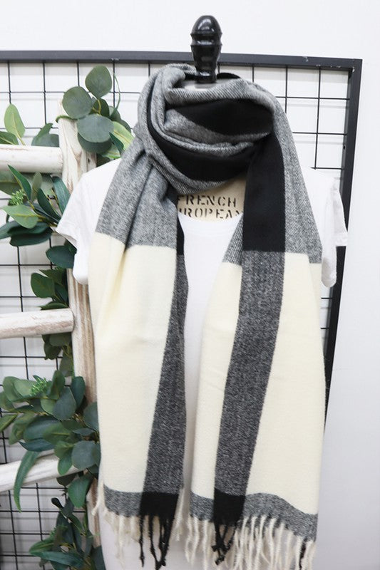 Two Tone Plaid Cashmere Scarf