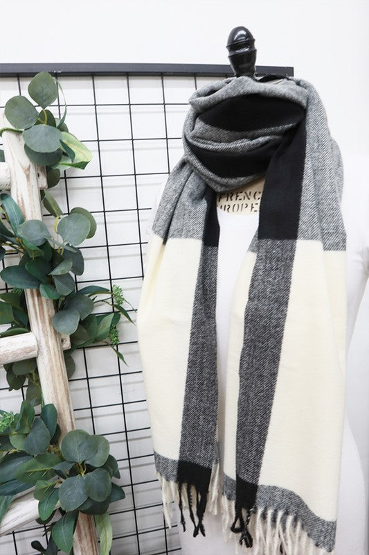 Two Tone Plaid Cashmere Scarf