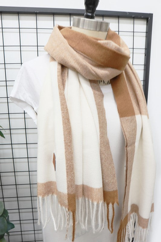 Two Tone Plaid Cashmere Scarf