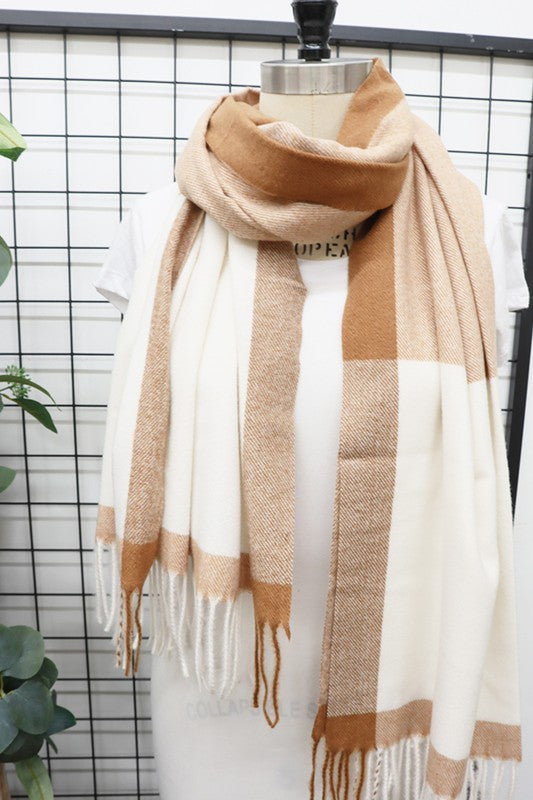 Two Tone Plaid Cashmere Scarf