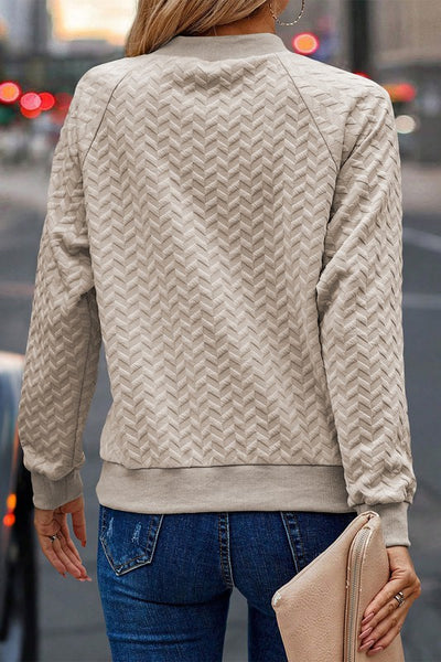 Solid Textured Raglan Sleeve Pullover