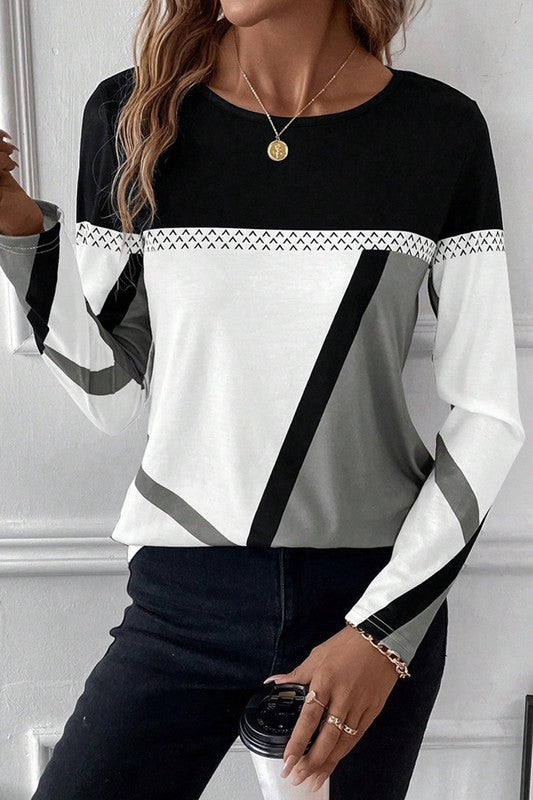 Patchwork Decoration Casual Blouse