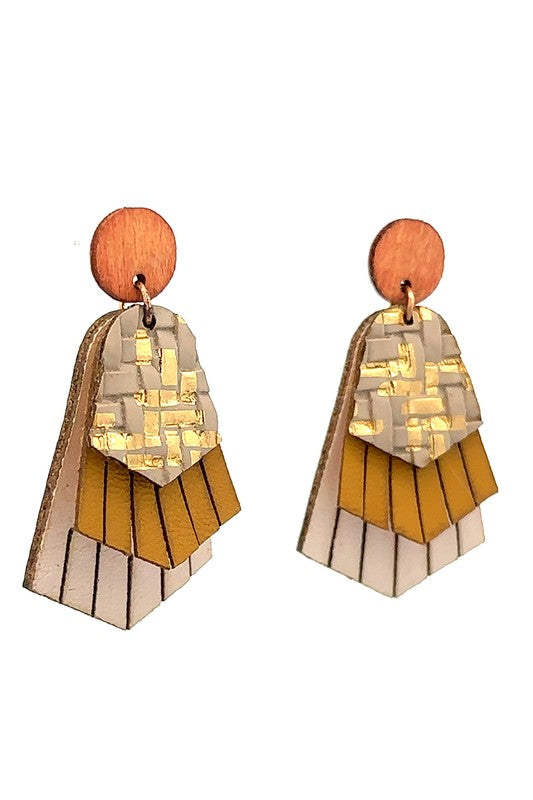 Layered Faux Leather Earrings