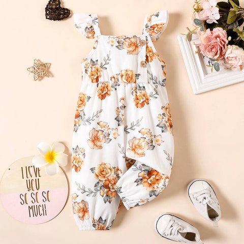 Baby Girl Floral Print Sleeveless Jumpsuit