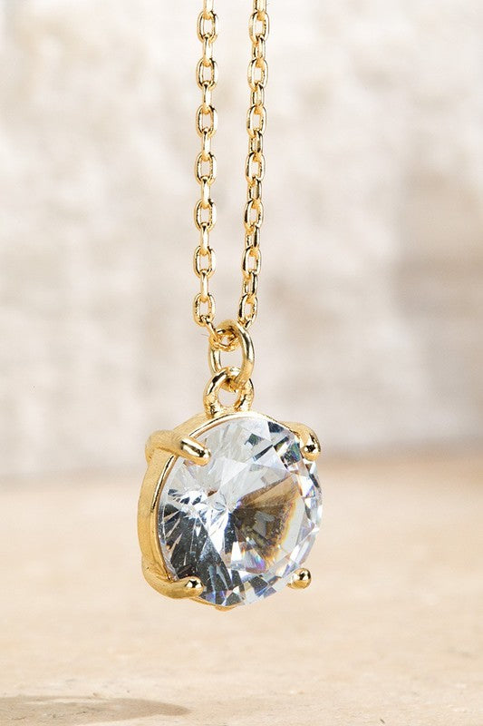 Cubic Zirconia Pendant Short Necklace