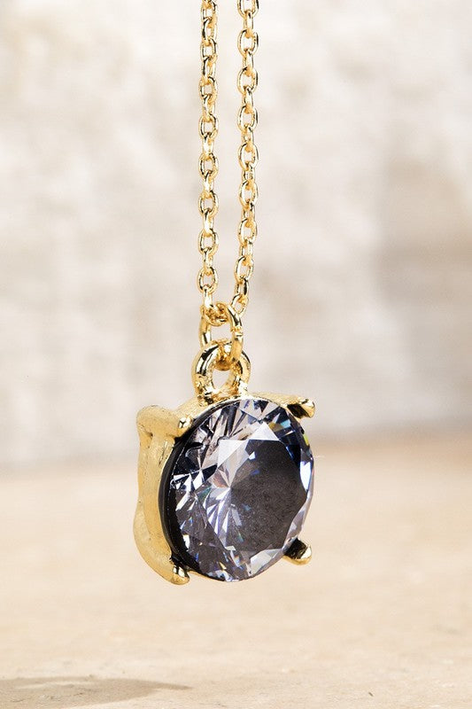 Cubic Zirconia Pendant Short Necklace