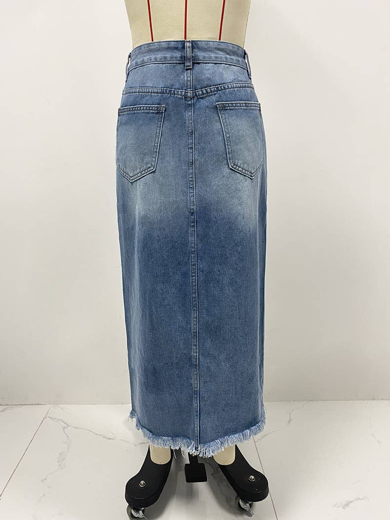HIGH WAIST IRREGULAR TO MAKE OLD WASHED SKIRT