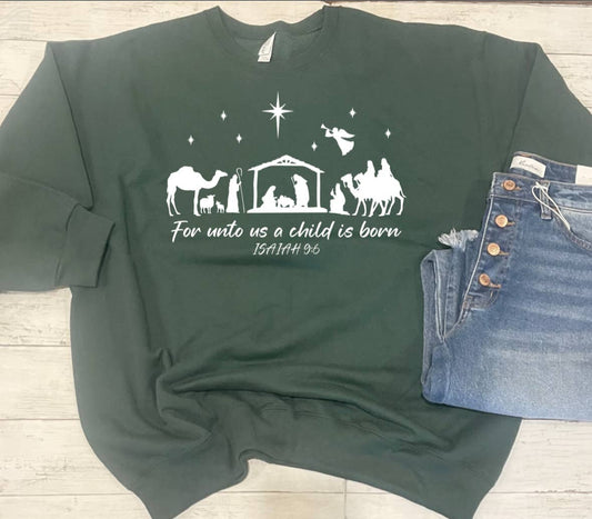 Christmas Nativity Sweatshirt -Child & Adult Sizing