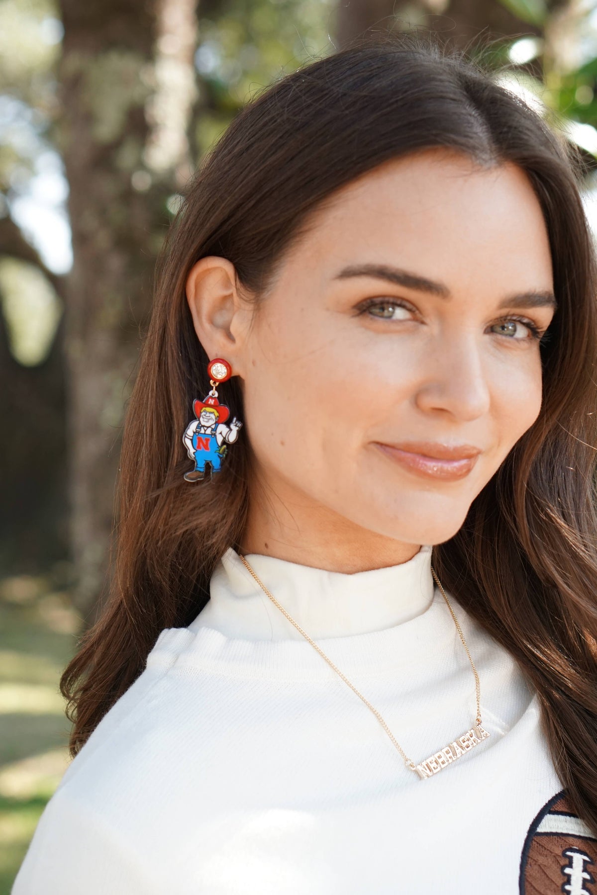 Nebraska Herbie Husker Resin Mascot Earrings