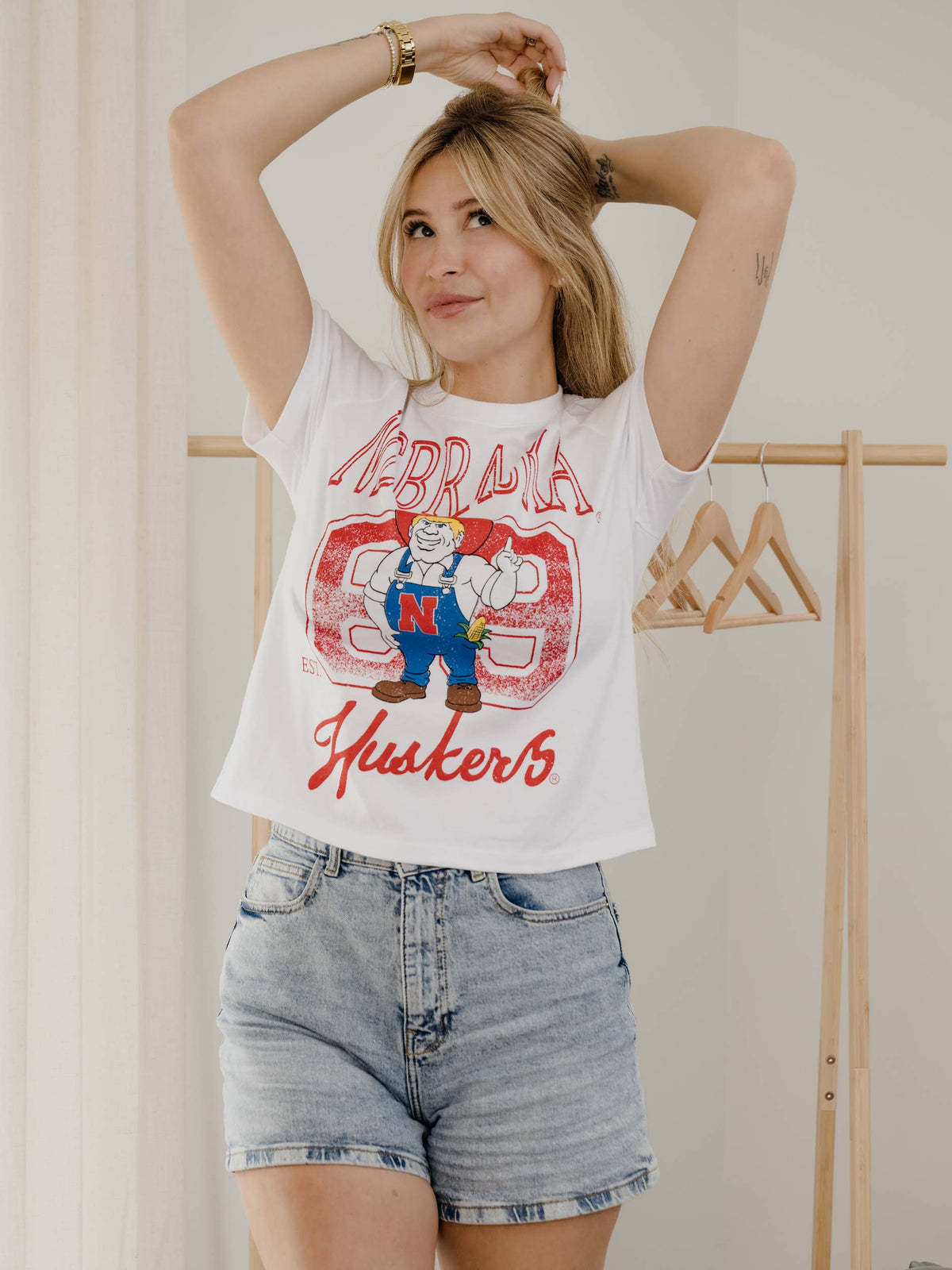 Nebraska Huskers Club Mascot White Ellie Perfect Tee