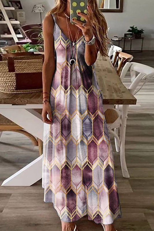 V-neck Printed Slip Dress