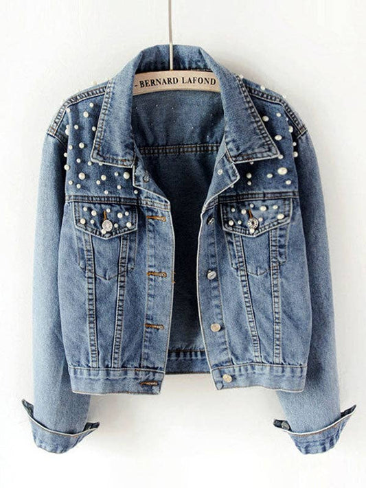 Denim Pearl Detail Jacket